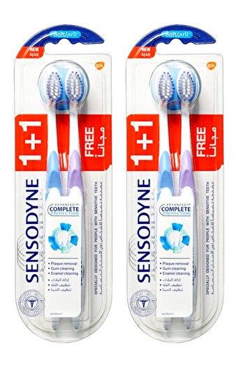 Sensodyne فرشاة أسنان ناعمة، قطعتان، أزرق وأرجواني، × 2