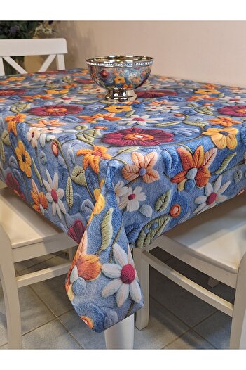 Başak Ev Tekstili FABRIC TEXTURED BASE WITH SILICONE WASHABLE WASHABLE IRONABLE NON-SLIP DECORATIVE TABLE CLOTH