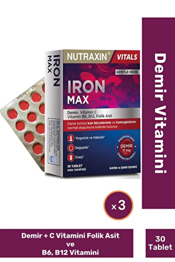 Nutraxin Iron Max 30 Tablets 3 Pieces