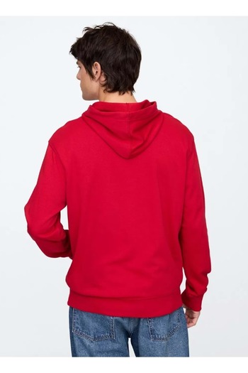 GAP Erkek Kırmızı Gap Logo Fransız Havlu Kumaş Sweatshirt