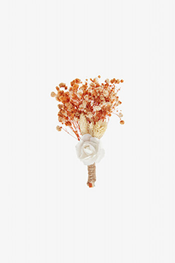 ALTINYILDIZ CLASSICS Men's Beige-Orange Patterned Boutonniere