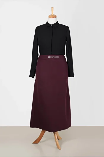 Alvina Leather Detailed Waist Skirt 60217
