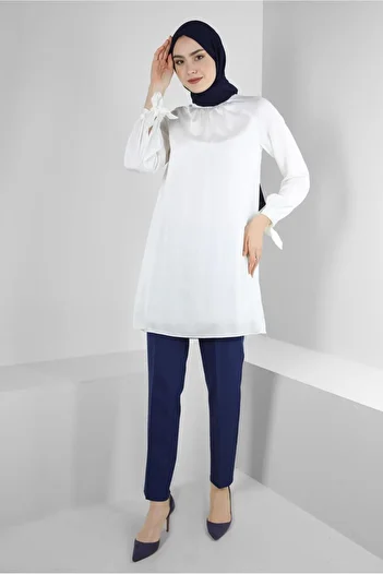 Alvina SATIN TUNIC WITH BINDING DETAIL ON CUFFS 43526