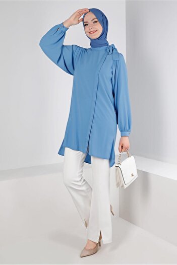 Alvina HIDDEN BUTTON TUNIC WITH COLLAR BINDING DETAIL 43508