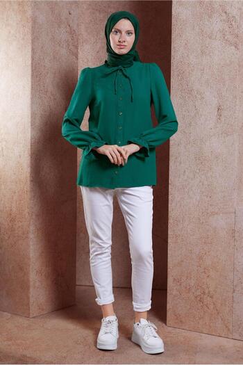 Alvina 44596 Model Tied Collar Blouse