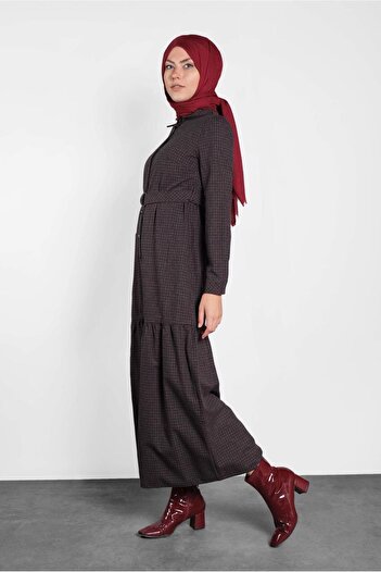 Alvina Buttoned Belted Check Dress 40197