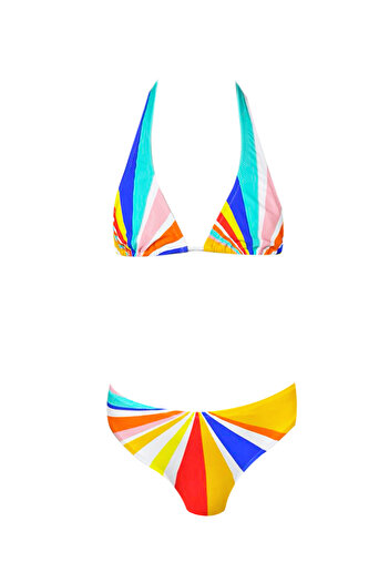 LOOK ME Colorful Striped Triangle Uv50 Girls Bikini Set by Nessi Byrd