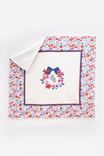 Atelier Babbi 100% Cotton Double-Sided Blanket - Small Flowers/Red
