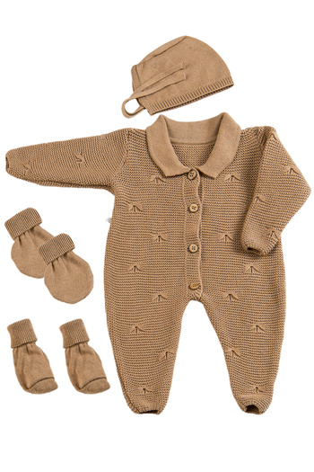 tinylamb Knitwear Newborn Brown Mini Set 4 Pieces| Premium Baby Set