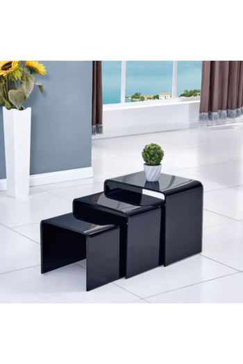 Icon High Quality Tempered Glass Bent Nesting Table