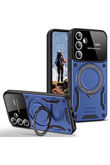m.tk moveteck Samsung Galaxy A16 Case Magsafe Rotatable Ring Stand Camera Lens Protection Gold Detailed Tank