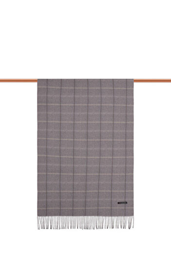 Bursa İpek Smoked Plaid Pattern Winter Shawl
