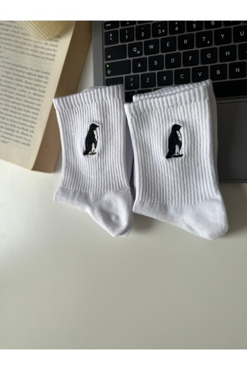 AYDK Sad White Lonely Penguin Embroidered Summer Winter Unisex Fun 2 Pair Socks Set