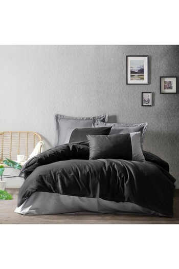 Cotton Box 100% cotton ranforce bed linen for 1 person, Cotton Box, Plain - Black/Grey