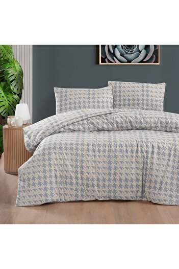 First Choice Flannel bedding with geometric pattern for double bed, Sadora Beige