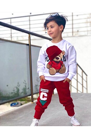 gül garden Children's Tracksuit Set with Teddy Bear