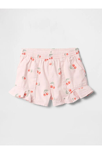 GAP Pink Pull-On Twill Shorts Baby Girl Frilly Pull-On
