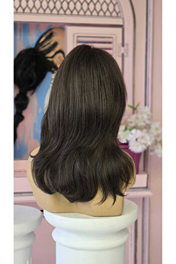 LOLLY PONY Perçemli Koyu Kumral  Kore Fiber Sentetik Peruk