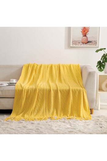Alhabib bedding Dan Shawl Lightweight Bamboo Blanket Yellow 130 x 170 cm