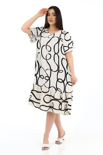 SCHIK Women's Viscose Half Sleeve Dress - Ecru Color