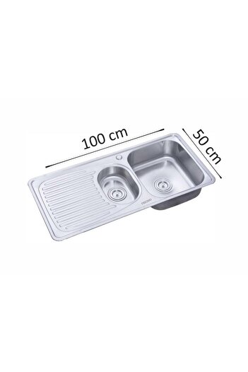 Freddo Chiuveta inox SN9011D, 2 cuve dreapta, finisaj anticalcar, scurgere Q90, 100 x 50 cm, 18 cm