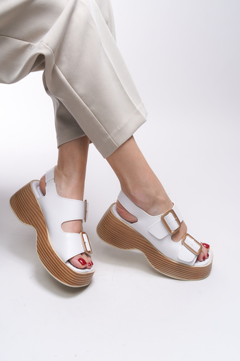 Riccon Zinkilia Women's Double Buckle Sandals 001292   White