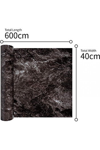 VEELIKE Tapet efect marmura Veelike, vinil, gri/negru 40 x 600 cm