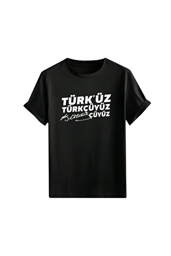 Gölge Store Red White Homeland Love Flag and Atatürk Printed Oversize Unisex T-Shirt 800