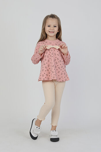 e-çocuk Girl's Suit with Heart and Ribbon Detail
