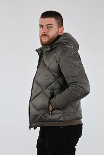 Ecer Puffy Quilted Light Gray Men's Coat72022126