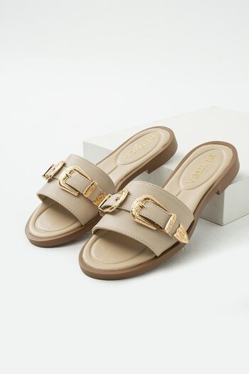 diclepolat Women's Flat Sole Slippers - Beige