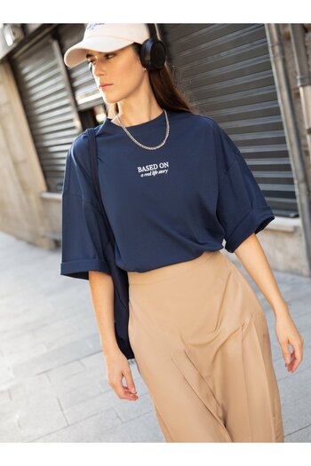 Refka Dark Beige Color Pleated Woven Skirt with Front and Pocket Detail - Refka