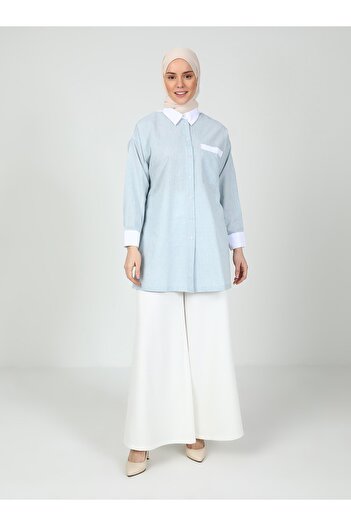 Tavin Color Blocked Blouse / Shirt - Blue Striped-White- Tavin