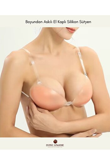 İntive Lingerie Sutien Intive acoperit manual cu push-up cu bretele pentru gât pentru ținute decoltate