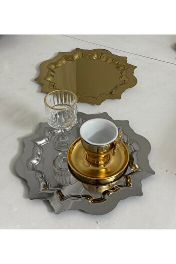 SEVA ÇELİK Gold & Silver 2 Pieces Sun Model Round Presentation T槃Siossieri