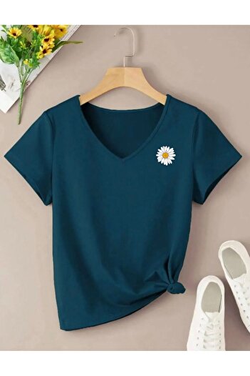 woonkey ΓΥΝΑΙΚΕΙΟ T-SHIRT ΚΑΝΟΝΙΚΟ ΜΕ ΛΑΙΜΟ V