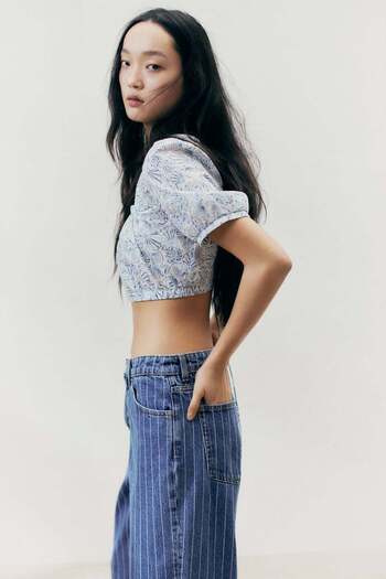 H&M Lacing-detail Cotton Blouse