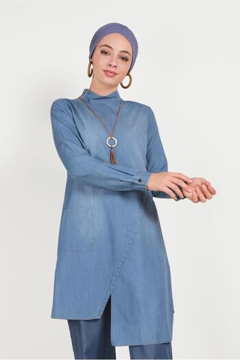 Alvina Asymetric Cut Denim Tunic 40516