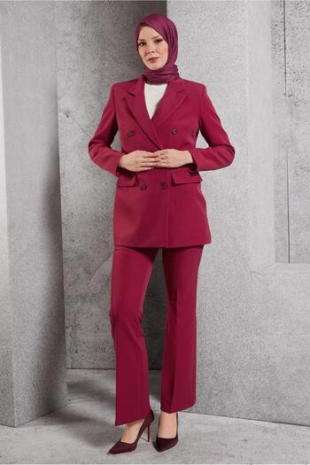 Alvina Double-Breasted Collar Trousers Suit 30509