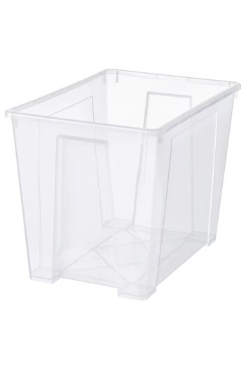 IKEA SAMLA Storage Box, Transparent, 56x39x42 cm, 65L – Durable & Stackable Organizer