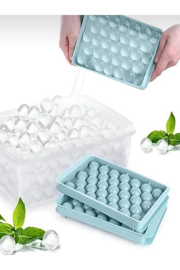 MUTLUHOME Sphere Ice Mold with Lid 33 Chamber Round Ice Mold Cocktail Presentation Ice Mold, 1 Piece