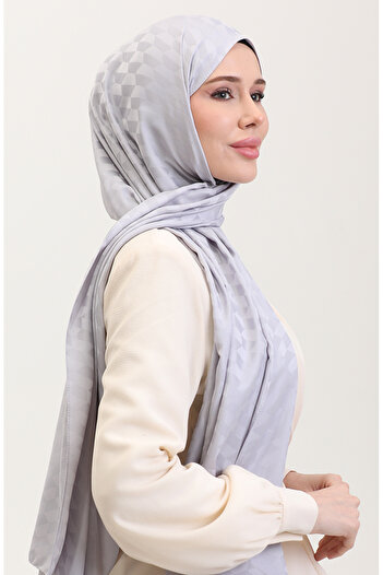 sefamerve Koza Jacquard Shawl 90187-20 Silver Gray