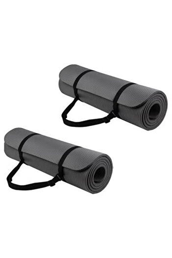 Taimi Pack of 2 Non-Slip yoga mat Anti-Tear Exercise Mat With Carrying Strap 183x61x1cm Grey