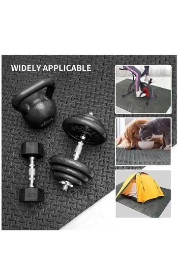 COOYA Exercise Floor Mat, Puzzle Mat, Non slip Rubber Cushion for Home Workout 60 x 60 cm, 6 Piece(Black)