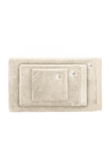 Ecocotton Pure Cotton 3-Piece Towel Set 100% Organic Cotton Butterfly Border Embroidered Beige