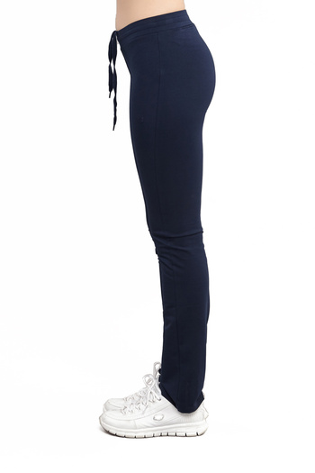 bilcee Women's Navy Blue Straight Leg Rope Laced Cotton Sweatpants 7128