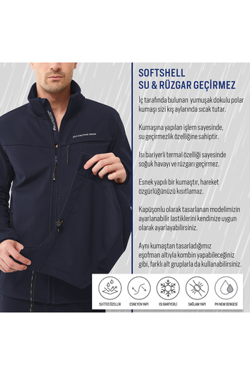 bilcee Ανδρικό αδιάβροχο παλτό Navy Blue Softshell 0331