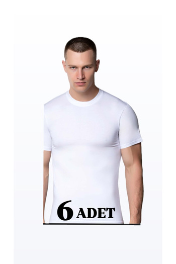 DONLİZZA Silver Men's Crew Neck Tank Top White 6 Pcs 3005