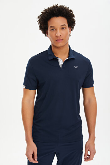 bilcee Ανδρικό μπλουζάκι Navy Blue Light Polo Collar - Quick Dry 0508