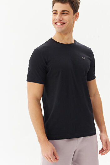 bilcee Black Men's Crew Neck 100% Cotton Basic Casual and Sports T-Shirt 8766